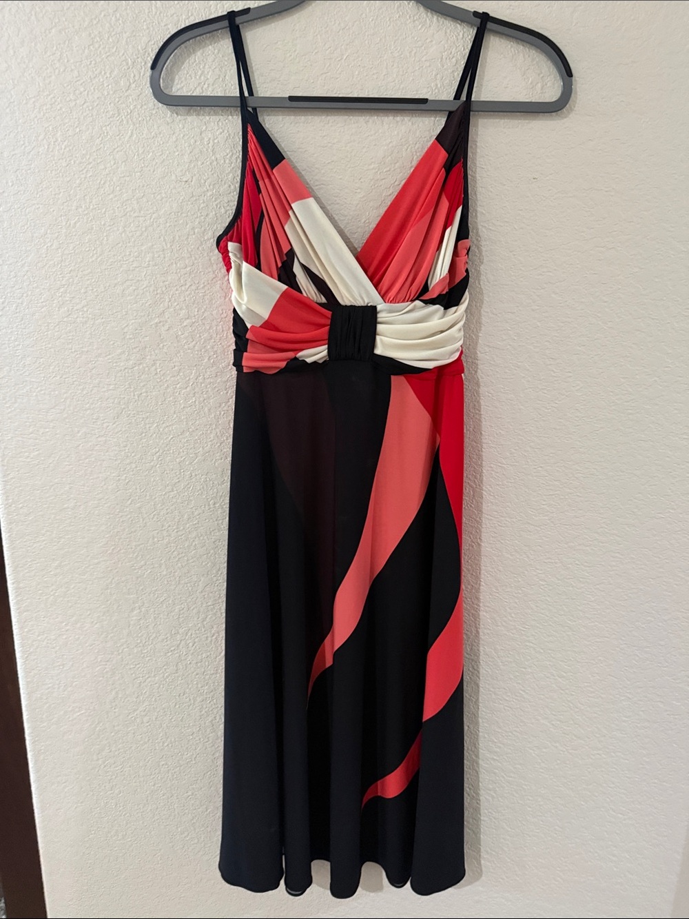 Women's Black & Red Wrap-Style Sleeveless Dress